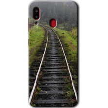 MRC İletişim Samsung Galaxy A20 Kılıf Hd Desen Baskılı Arka Kapak + Temperli Cam - Tren Yolu