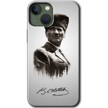 MRC İletişim iPhone 13 Kılıf Hd Desen Baskılı Arka Kapak + Temperli Cam - Mustafa Kemal Atatürk