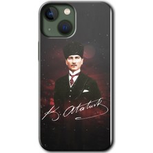 MRC İletişim iPhone 13 Kılıf Hd Desen Baskılı Arka Kapak + Temperli Cam - Kemal Atatürk