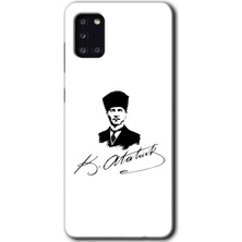 MRC İletişim Samsung Galaxy A31 Kılıf Hd Desen Baskılı Arka Kapak + Temperli Cam - Kemal Atatürk Imza