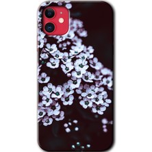 MRC İletişim iPhone 11 Kılıf Hd Desen Baskılı Arka Kapak + Temperli Cam - Beyaz Çiçek