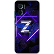 MRC İletişim Xiaomi Redmi Note 11E Kılıf Hd Desen Baskılı Arka Kapak - Dark Neon Yaprak Z Harfi