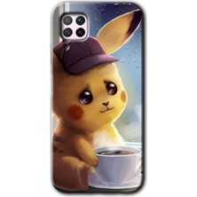 MRC İletişim Huawei P40 Lite Kılıf Hd Desen Baskılı Arka Kapak + Temperli Cam - Üzgün Pikaçu