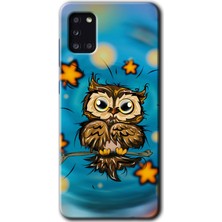 MRC İletişim Samsung Galaxy A31 Kılıf Hd Desen Baskılı Arka Kapak + Temperli Cam - Owl Bird Stars