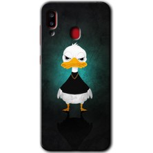 MRC İletişim Samsung Galaxy A20 Kılıf Hd Desen Baskılı Arka Kapak + Temperli Cam - Angry Duck