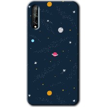 MRC İletişim Huawei Y8P Kılıf Hd Desen Baskılı Arka Kapak + Temperli Cam - Çizim Gezegen