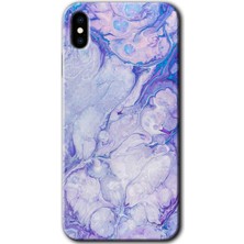 MRC İletişim iPhone Xs Kılıf Hd Desen Baskılı Arka Kapak + Temperli Cam - Spots Lilac