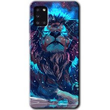 MRC İletişim Samsung Galaxy A31 Kılıf Hd Desen Baskılı Arka Kapak + Temperli Cam - Neon Aslan