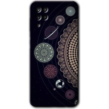 MRC İletişim Samsung Galaxy A12 Kılıf Hd Desen Baskılı Arka Kapak + Temperli Cam - Gezegen Döngüsü