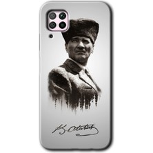 MRC İletişim Huawei P40 Lite Kılıf Hd Desen Baskılı Arka Kapak + Temperli Cam - Mustafa Kemal Atatürk