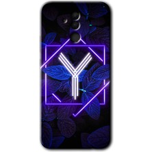 MRC İletişim Huawei Mate 20 Lite Kılıf Hd Desen Baskılı Arka Kapak + Temperli Cam - Dark Neon Yaprak Y Harfi