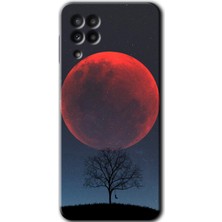 MRC İletişim Samsung Galaxy A22 Kılıf Hd Desen Baskılı Arka Kapak + Temperli Cam - Kanlı Ay