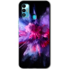 MRC İletişim Tecno Spark 7t Kılıf Hd Desen Baskılı Arka Kapak - Color Splash Purple