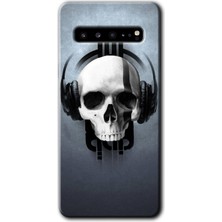 MRC İletişim Samsung Galaxy S10 Plus Kılıf Hd Desen Baskılı Arka Kapak + Temperli Cam - Müzik Kurukafa