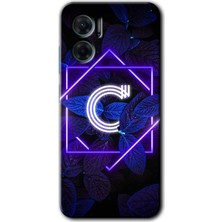MRC İletişim Xiaomi Redmi Note 11E Kılıf Hd Desen Baskılı Arka Kapak - Dark Neon Yaprak C Harfi
