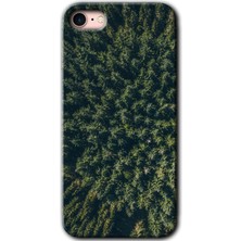 MRC İletişim iPhone Se 2020 Kılıf Hd Desen Baskılı Arka Kapak + Temperli Cam - Çam Ağacı Ormanı
