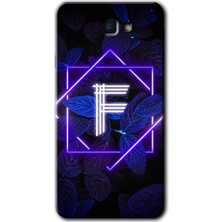 MRC İletişim Samsung Galaxy J7 Prime 2 Kılıf Hd Desen Baskı Arka Kapak + Temperli Cam - Dark Neon Yaprak F Harfi