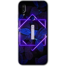 MRC İletişim Xiaomi Redmi Note 7 Kılıf Hd Desen Baskılı Arka Kapak - Dark Neon Yaprak I Harfi