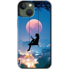 MRC İletişim iPhone 13 Mini Kılıf Hd Desen Baskılı Arka Kapak + Temperli Cam - Yalnız Kadın