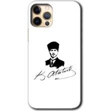 MRC İletişim iPhone 12 Pro Max Kılıf Hd Desen Baskılı Arka Kapak + Temperli Cam - Kemal Atatürk Imza