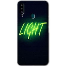 MRC İletişim Samsung Galaxy A20S Kılıf Hd Desen Baskılı Arka Kapak + Temperli Cam - Neon Inscription