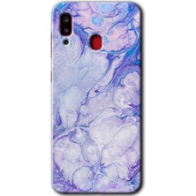 MRC İletişim Samsung Galaxy A30 Kılıf Hd Desen Baskılı Arka Kapak + Temperli Cam - Spots Lilac