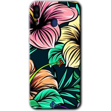 MRC İletişim Samsung Galaxy M20 Kılıf Hd Desen Baskılı Arka Kapak + Temperli Cam - Çizim Çiçekler