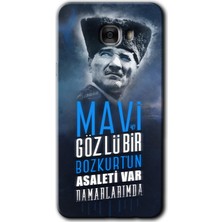 MRC İletişim Samsung Galaxy C7 Kılıf Hd Desen Baskılı Arka Kapak + Temperli Cam - Bozkurt Atatürk