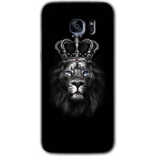 MRC İletişim Samsung Galaxy S7 Edge Kılıf Hd Desen Baskılı Arka Kapak + Temperli Cam - King Lion