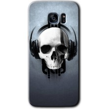 MRC İletişim Samsung Galaxy S7 Edge Kılıf Hd Desen Baskılı Arka Kapak + Temperli Cam - Müzik Kurukafa