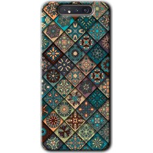 MRC İletişim Samsung Galaxy A80 Kılıf Hd Desen Baskılı Arka Kapak + Temperli Cam - Mandala Desen