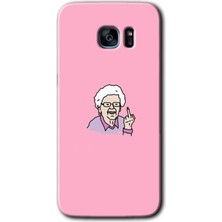 MRC İletişim Samsung Galaxy S7 Edge Kılıf Hd Desen Baskılı Arka Kapak + Temperli Cam - Bad Grandmother