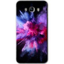 MRC İletişim Samsung Galaxy J7 2016 Kılıf Hd Desen Baskılı Arka Kapak + Temperli Cam - Color Splash Purple