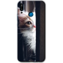 MRC İletişim Huawei P20 Lite Kılıf Hd Desen Baskılı Arka Kapak + Temperli Cam - Kedi Bakışı