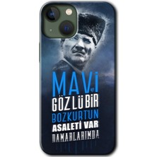 MRC İletişim iPhone 13 Mini Kılıf Hd Desen Baskılı Arka Kapak + Temperli Cam - Bozkurt Atatürk