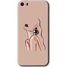 MRC İletişim iPhone 5s Kılıf Hd Desen Baskılı Arka Kapak + Temperli Cam - Çizim Silüet