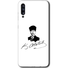 MRC İletişim Samsung Galaxy A70 Kılıf Hd Desen Baskılı Arka Kapak + Temperli Cam - Kemal Atatürk Imza