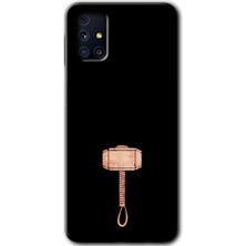 MRC İletişim Samsung Galaxy M31S Kılıf Hd Desen Baskılı Arka Kapak + Temperli Cam - Thor Çekiç