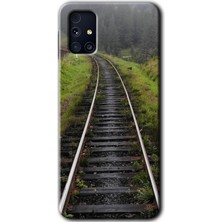MRC İletişim Samsung Galaxy M31S Kılıf Hd Desen Baskılı Arka Kapak + Temperli Cam - Tren Yolu