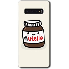 MRC İletişim Samsung Galaxy S10 Kılıf Hd Desen Baskılı Arka Kapak + Temperli Cam - Nutella Aşkım