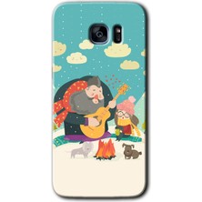 MRC İletişim Samsung Galaxy S7 Edge Kılıf Hd Desen Baskılı Arka Kapak + Temperli Cam - Kış Pikniği