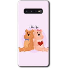 MRC İletişim Samsung Galaxy S10 Kılıf Hd Desen Baskılı Arka Kapak + Temperli Cam - Sevgili Ayıcık