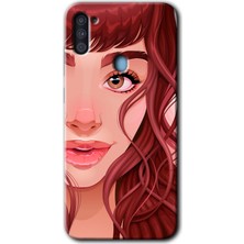 MRC İletişim Samsung Galaxy A11 Kılıf Hd Desen Baskılı Arka Kapak + Temperli Cam - Kızıl Kız