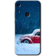 MRC İletişim Honor 8A Kılıf Hd Desen Baskılı Arka Kapak + Temperli Cam - Karlı Vosvos
