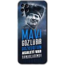 MRC İletişim Samsung Galaxy M12 Kılıf Hd Desen Baskılı Arka Kapak + Temperli Cam - Bozkurt Atatürk