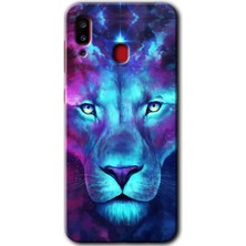 MRC İletişim Samsung Galaxy A30 Kılıf Hd Desen Baskılı Arka Kapak + Temperli Cam - Neon Lion
