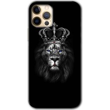 MRC İletişim iPhone 12 Pro Max Kılıf Hd Desen Baskılı Arka Kapak + Temperli Cam - King Lion