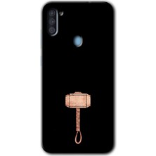 MRC İletişim Samsung Galaxy A11 Kılıf Hd Desen Baskılı Arka Kapak + Temperli Cam - Thor Çekiç