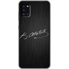 MRC İletişim Samsung Galaxy A31 Kılıf Hd Desen Baskılı Arka Kapak + Temperli Cam - Imza Atatürk