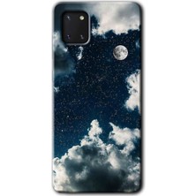 MRC İletişim Samsung Galaxy A81 Kılıf Hd Desen Baskılı Arka Kapak + Temperli Cam - Gece Gökyüzü